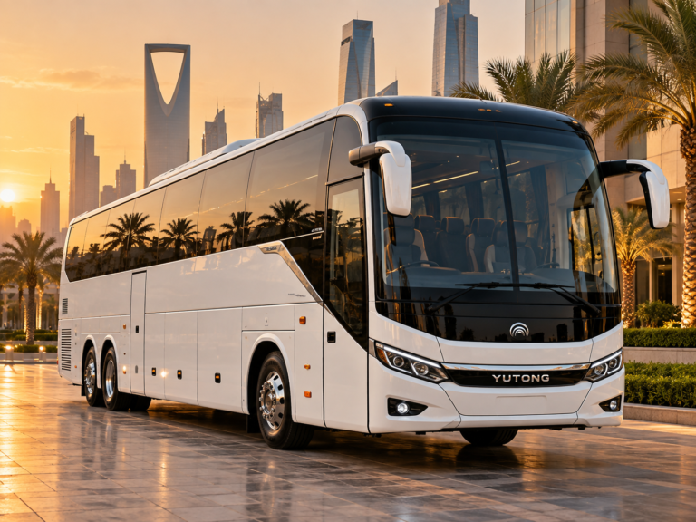Luxury Bus luxury yutong coach at sunset